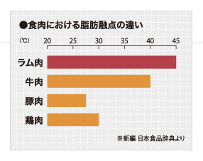 食肉における脂肪融点の違い