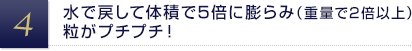 水で戻して5倍に膨らみ、ツブがプチプチ！